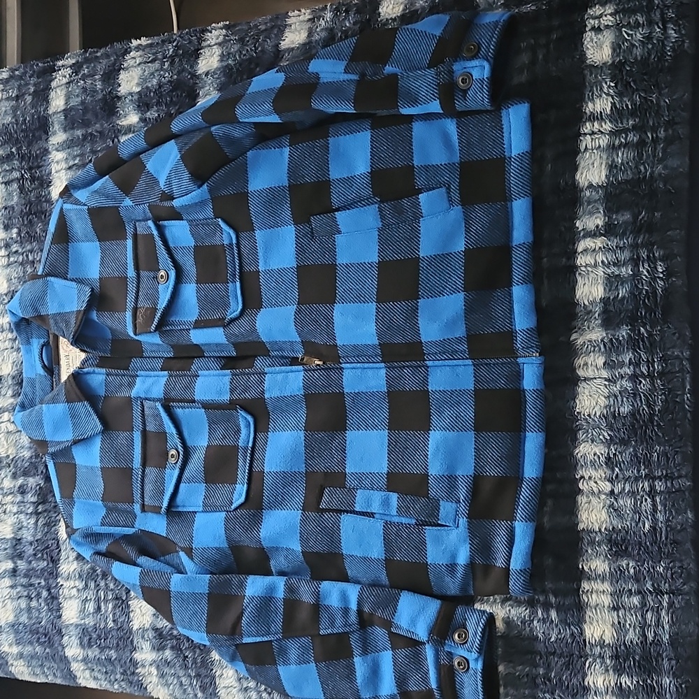 Blue and Black Plaid Jacket